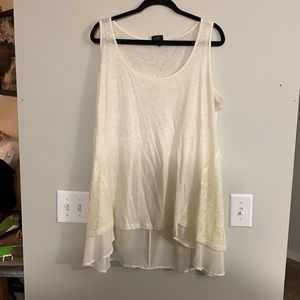 Cream Tank Top Floral Lace